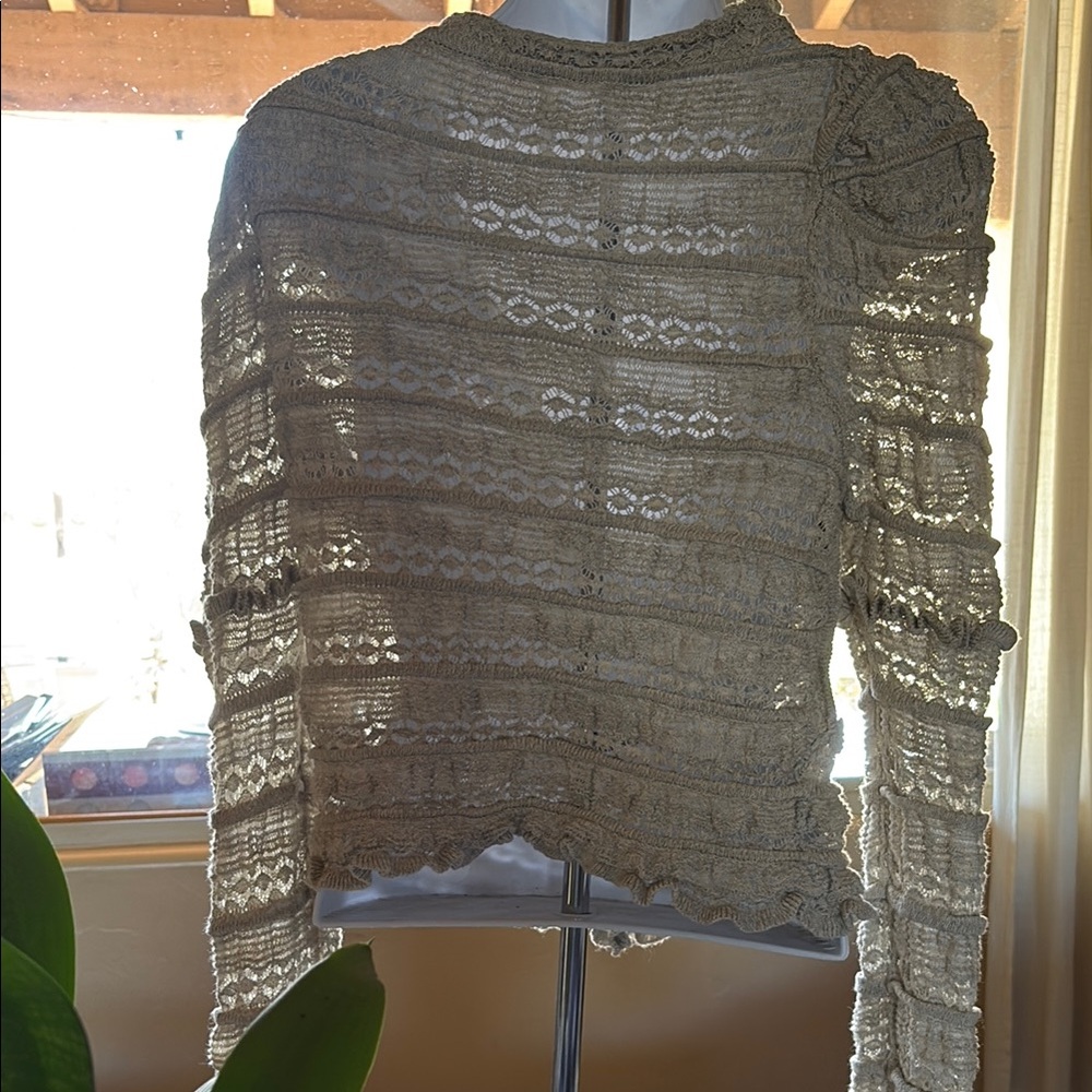 NWOT Free People Elegant Cream Lace Cardigan - Picture 4 of 6